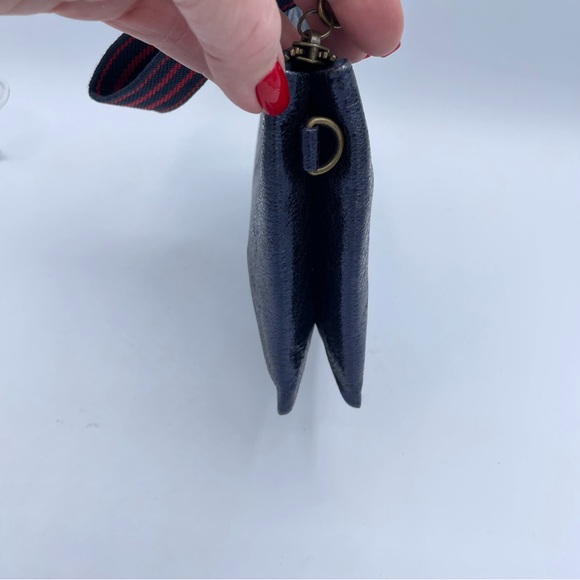 Anthropologie Metallic Leather Clutch Wristlet OS Blue - Picture 13 of 16